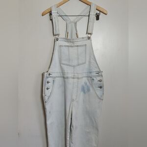 Jeans Light Blue Bleached Denim Overalls